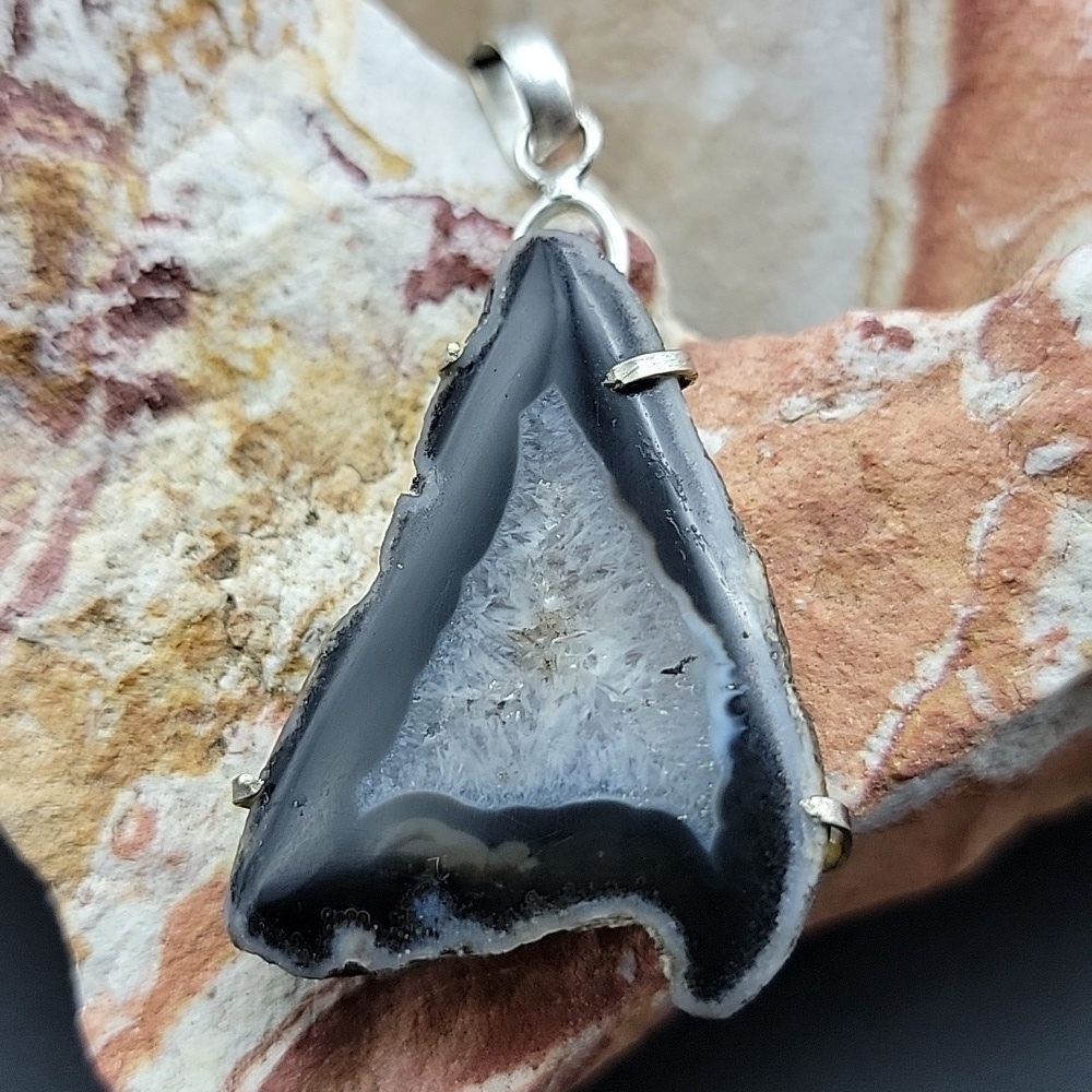 Solar Quartz 925 Sterling Silver Unisex Necklace Large Pendant & Bale EUC